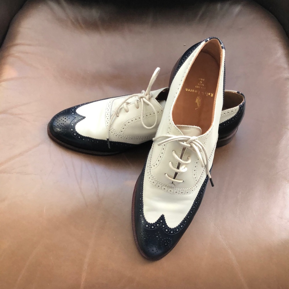 Ralph Lauren Navy Ivory Oxford shoes